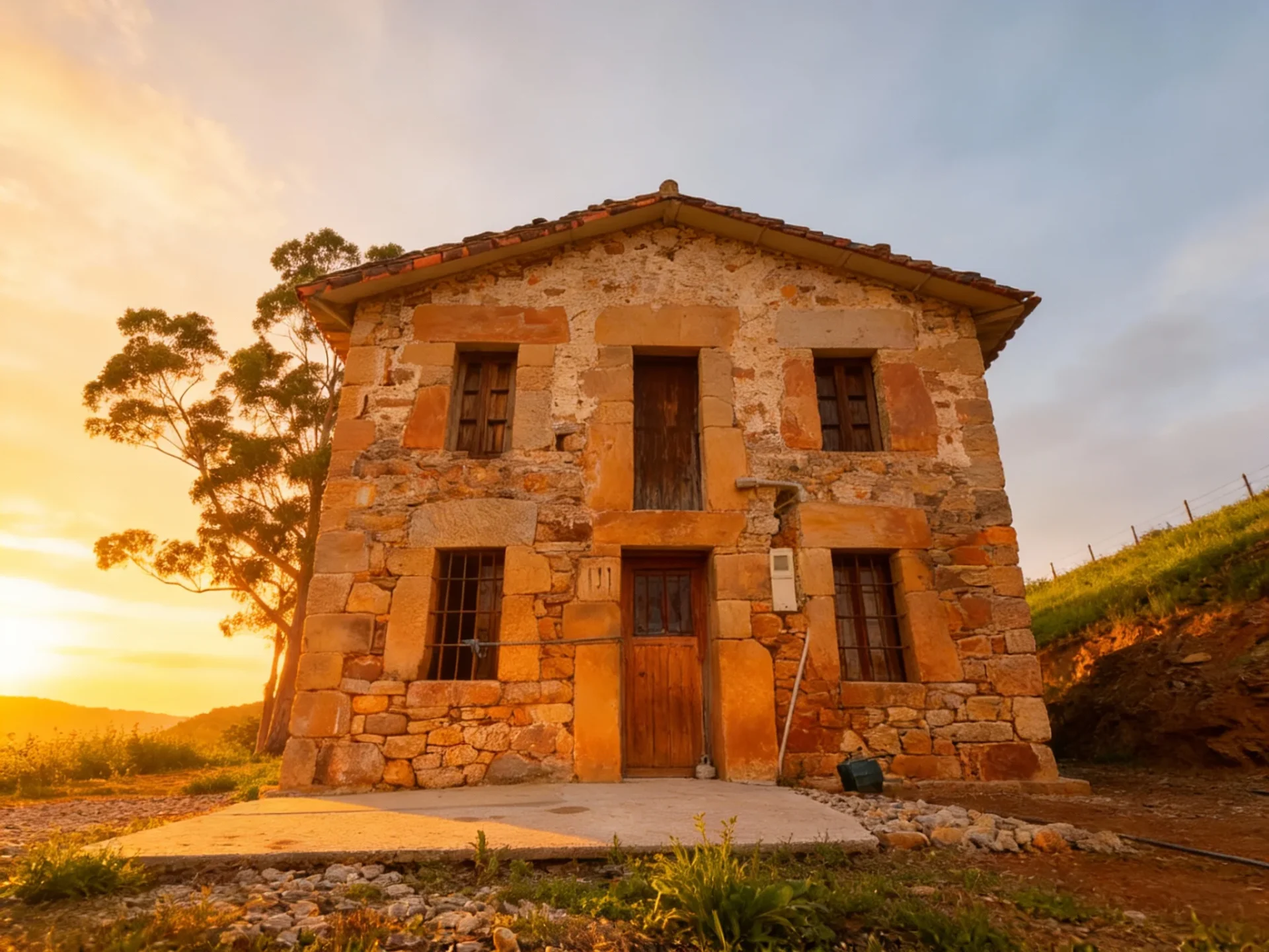 Fachada de piedra de la cabaña pasiega de La Cabaña Norte en Villafufre