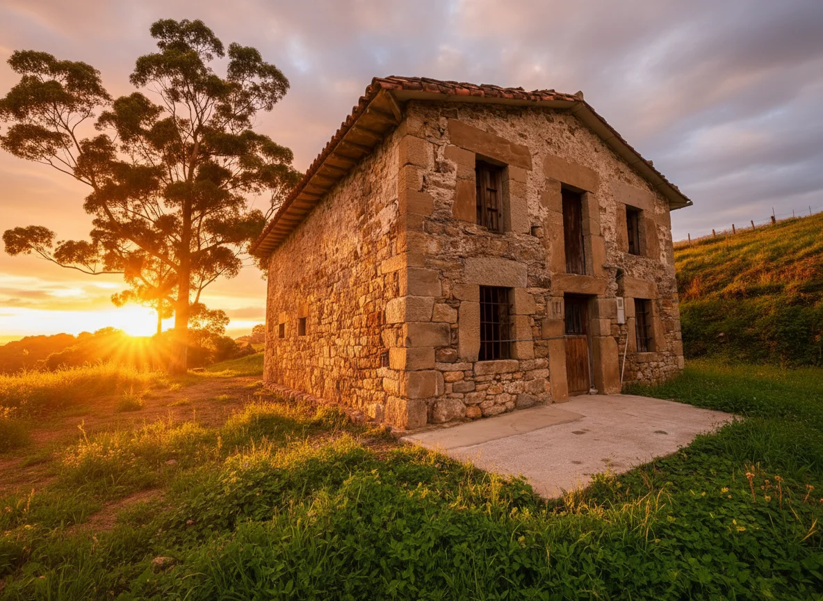 Vista principal de la cabaña pasiega en Villafufre, Cantabria